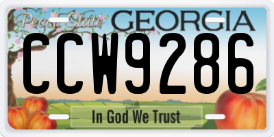 GA license plate CCW9286