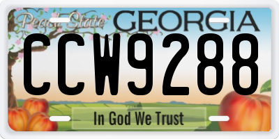 GA license plate CCW9288