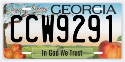GA license plate CCW9291