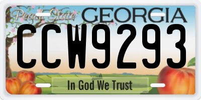 GA license plate CCW9293