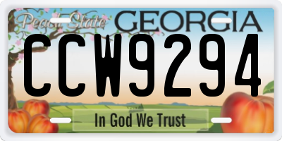 GA license plate CCW9294