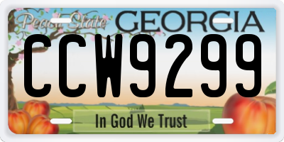 GA license plate CCW9299