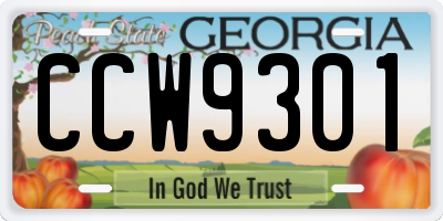 GA license plate CCW9301