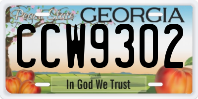 GA license plate CCW9302