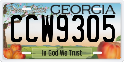 GA license plate CCW9305