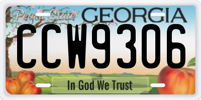 GA license plate CCW9306