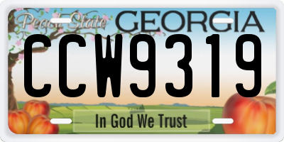 GA license plate CCW9319