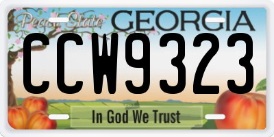 GA license plate CCW9323