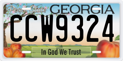 GA license plate CCW9324