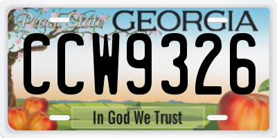 GA license plate CCW9326