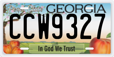 GA license plate CCW9327