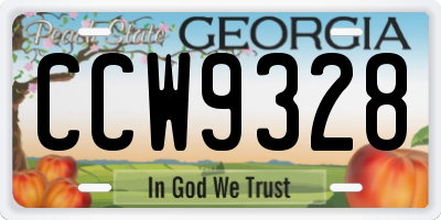 GA license plate CCW9328