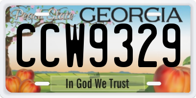 GA license plate CCW9329