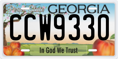 GA license plate CCW9330