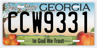 GA license plate CCW9331