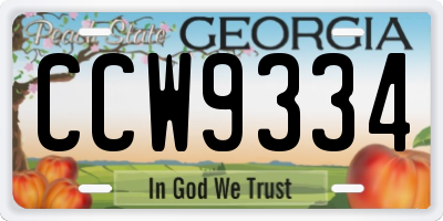 GA license plate CCW9334
