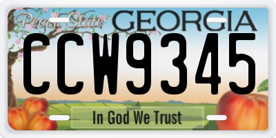 GA license plate CCW9345