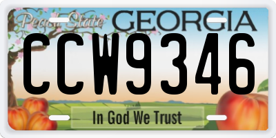 GA license plate CCW9346