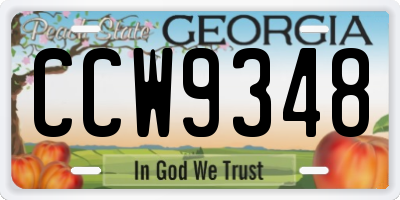 GA license plate CCW9348