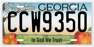 GA license plate CCW9350