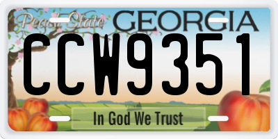 GA license plate CCW9351