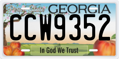 GA license plate CCW9352