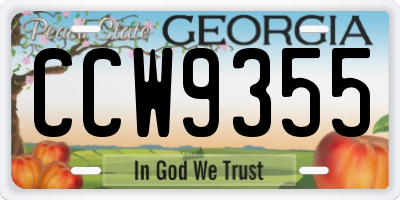 GA license plate CCW9355