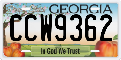 GA license plate CCW9362