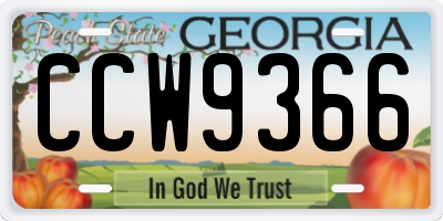 GA license plate CCW9366