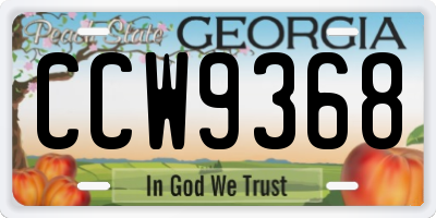 GA license plate CCW9368