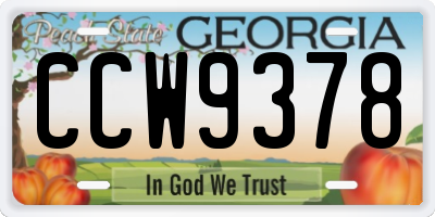 GA license plate CCW9378