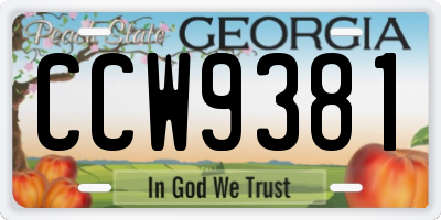 GA license plate CCW9381