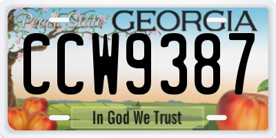 GA license plate CCW9387