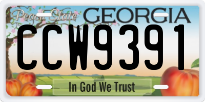 GA license plate CCW9391