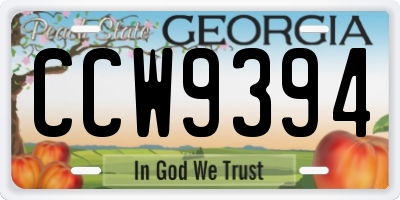 GA license plate CCW9394