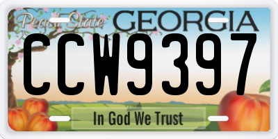 GA license plate CCW9397