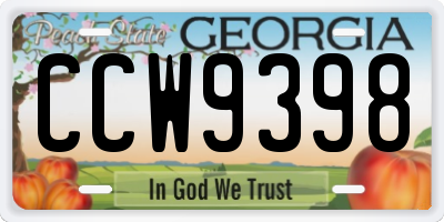 GA license plate CCW9398