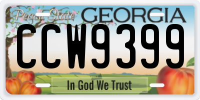GA license plate CCW9399