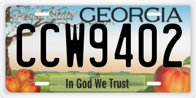 GA license plate CCW9402