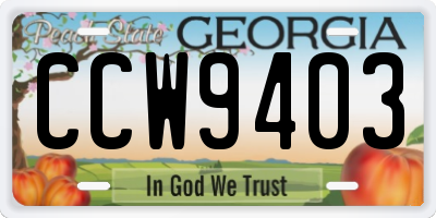 GA license plate CCW9403