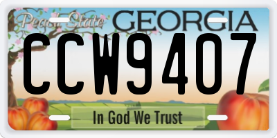 GA license plate CCW9407