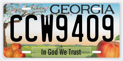 GA license plate CCW9409
