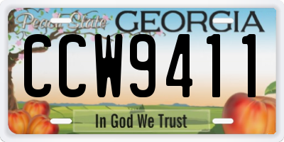 GA license plate CCW9411