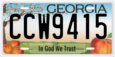 GA license plate CCW9415