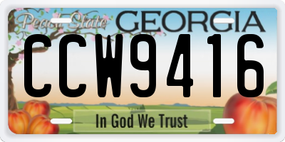 GA license plate CCW9416