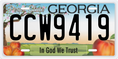 GA license plate CCW9419