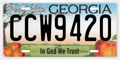 GA license plate CCW9420