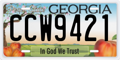 GA license plate CCW9421