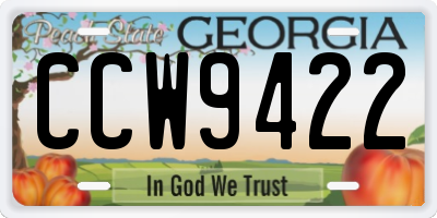 GA license plate CCW9422