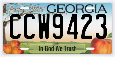 GA license plate CCW9423